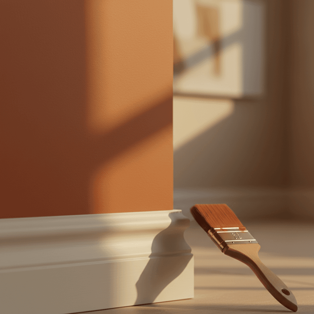 Fresh interior paint with sharp, clean edges