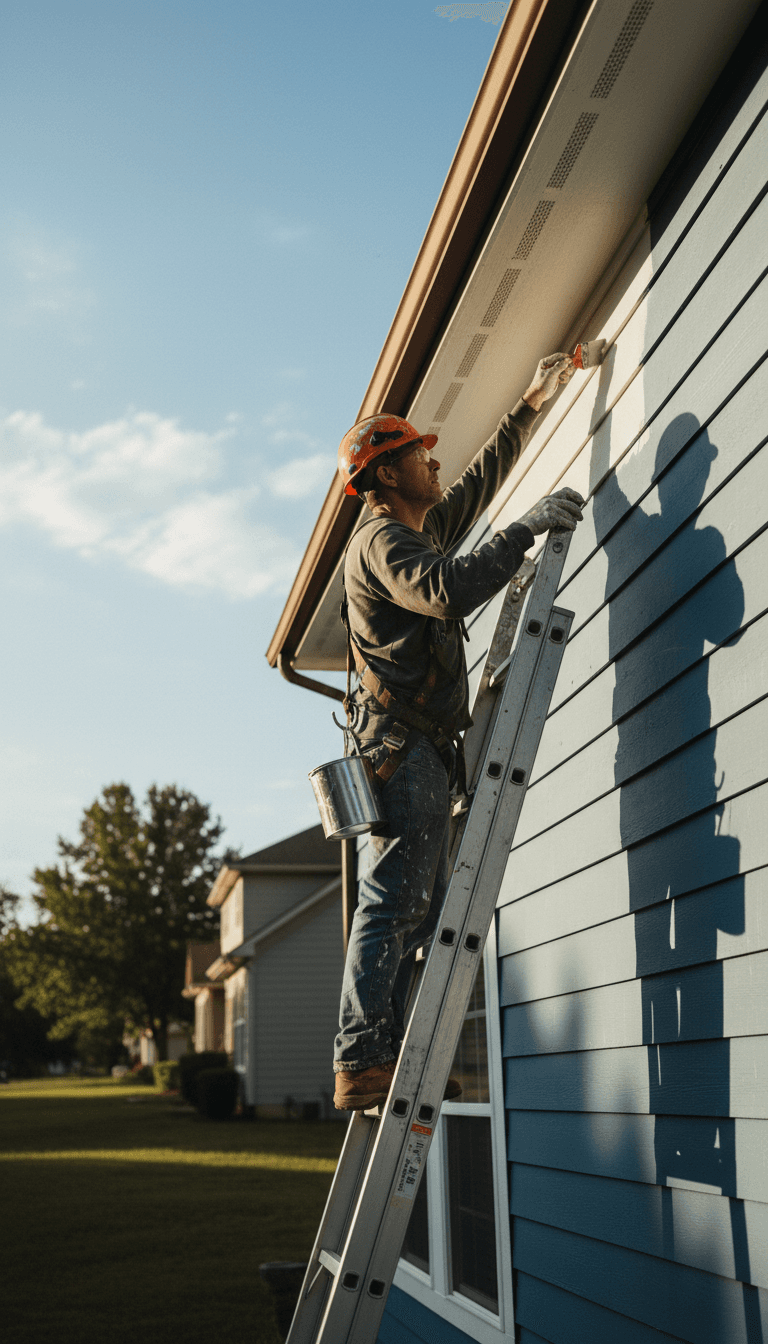 Exterior house painting service on residential home